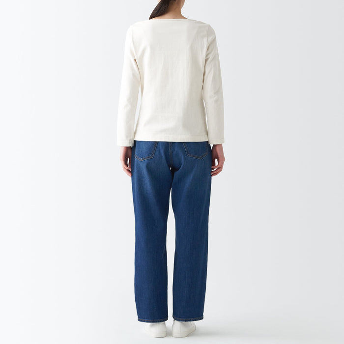Muji Stretch Denim Relaxed Wide Jeans Damen Blau | YK3E7O84Q
