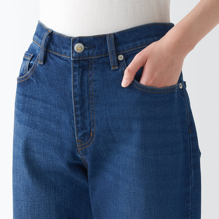 Muji Stretch Denim Relaxed Wide Jeans Damen Blau | YK3E7O84Q