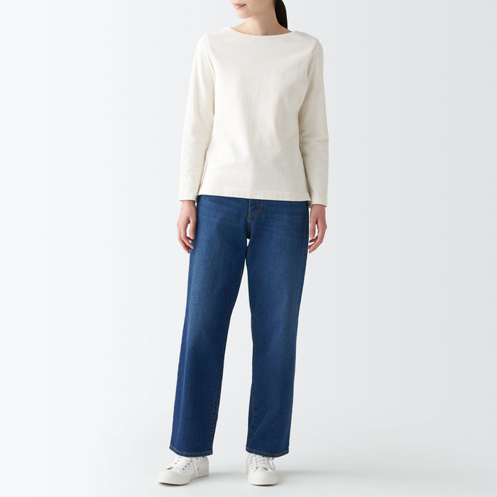 Muji Stretch Denim Relaxed Wide Jeans Damen Blau | YK3E7O84Q