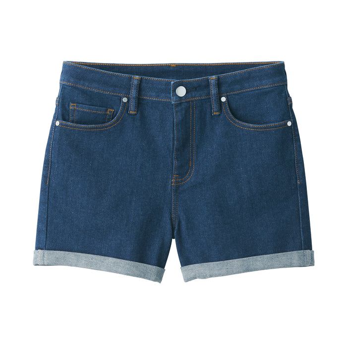 Muji Super Stretchy Denim Kurze Hose Damen Blau | ON7A2Y57V