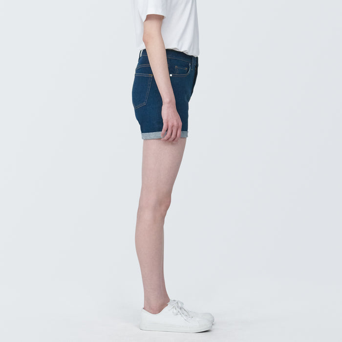 Muji Super Stretchy Denim Kurze Hose Damen Blau | ON7A2Y57V