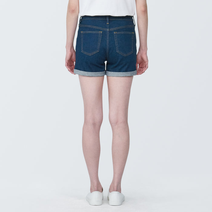 Muji Super Stretchy Denim Kurze Hose Damen Blau | ON7A2Y57V