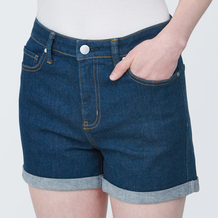 Muji Super Stretchy Denim Kurze Hose Damen Blau | ON7A2Y57V
