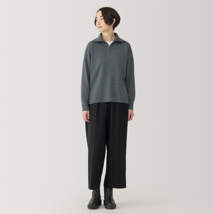 Muji Washable Milano Ribbed Half Zip Pullover Damen Grau | SA2A7C06D