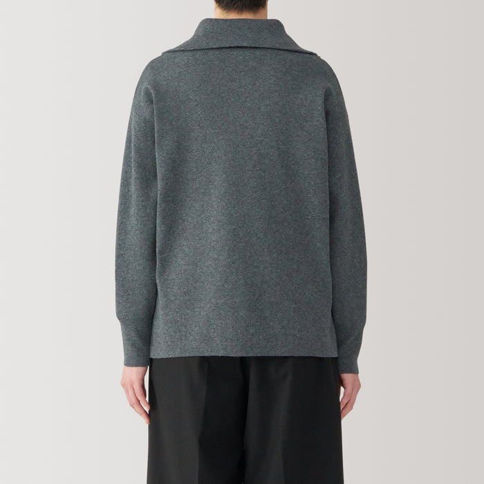 Muji Washable Milano Ribbed Half Zip Pullover Damen Grau | SA2A7C06D