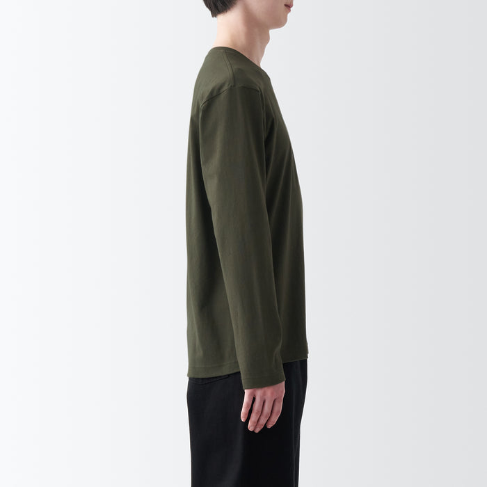 Muji Washed Jersey Crew Neck Long Sleeve T-shirts Herren Grün | NF4A7A71X