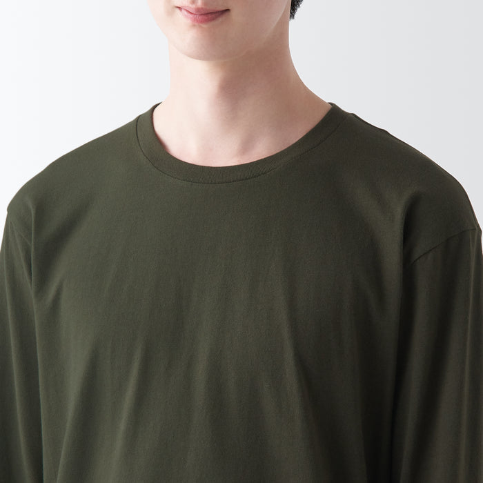 Muji Washed Jersey Crew Neck Long Sleeve T-shirts Herren Grün | NF4A7A71X