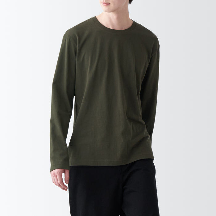 Muji Washed Jersey Crew Neck Long Sleeve T-shirts Herren Grün | NF4A7A71X