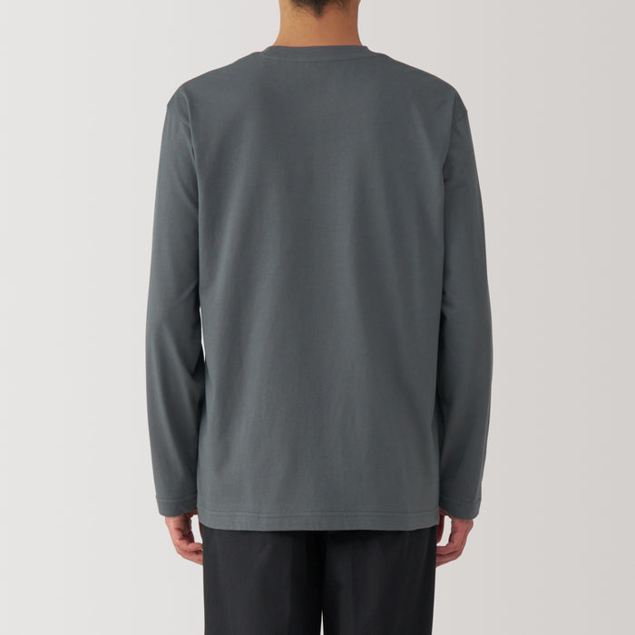 Muji Washed Jersey Crew Neck Long Sleeve T-shirts Herren Navy | VR3K9O82E
