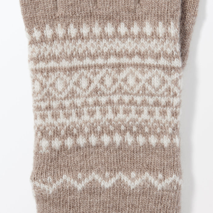 Muji Wool Blend Patterned Touchscreen Handschuhe Herren Beige | DR9X6L85B